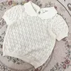 Pullover Summer Baby Girls Thin Sticked Sweaters Kids Pullovers Solid Color Short Sleeve Toddlers Children Topps Korean Style 230619