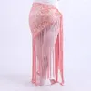 Scene Wear Belly Dance Hip Scarf Glitter Fringe Triangle Wrap Belt Sparkle Kjol Dancewear For Women outfit Tillbehör med Tassel -paljetter