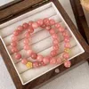 Strand Minar Chic Color rosa pulseras de cristal de piedra Natural para mujer chica flor de cristal bola hueca colgante pulsera con cuentas