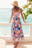 Abiti casual di base WildPinky Striped Spaghetti Strap Women Dress Summer Holiday Slash Neck Vita alta Stampa Tie Up Aline Beach 230619