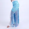 Desgaste de la etapa Danza del vientre Cadera Bufanda Brillo Fringe Triángulo Envoltura Cinturón Falda brillante Ropa de baile para mujer Traje Accesorio con borla Lentejuelas