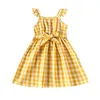 Fille robes enfants enfant en bas âge bébé filles printemps été Plaid à volants sans manches robe de princesse grand Tennis Jean pull pour