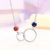 Chaînes Simple élégant Double cercle clavicule chaîne collier pour femmes personnalité bleu/Orange CZ accessoires de mode bijoux