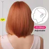 Nxyヘアウィッグ10〜14インチ女性のための短いボブ、前髪のオレンジ色のコスプレ合成毎日使用230619