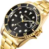 Armbandsur som släpper roll Titta på män kvarts Mens Watches Top Man Gold rostfritt stål Vattentät243U