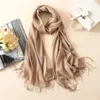 Scarves Solid Color Soft Women Scarf Cashmere-like Scarves Lady Summer Thin Shawls Wraps Winter Pashmina Femal Hijab Headband 230619