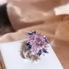 Klusterringar överdrivna ornament färgglada blommaformade zirkonring diamantparty bohemisk stil smycken grossist