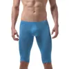 Cuecas Ice Silk Cuecas Masculinas Cuecas Boxer Meia Perna Ultrafinas Rasparent Slim Tight Mid-shorts Stretch