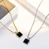 Pendant Necklaces Fashion Black Square Necklace For Women Minimalist Silver Color Sweater Clavicle Chain Aesthetic Jewelry Gift