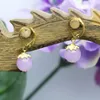 Dingle örhängen 10mm retro lila skapade kalkedonpärlor natursten kvinnor flickor damer gåvor öronbob örondropp smycken tillverkning