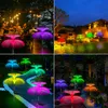 Trädgårdsdekorationer Solar Light Outdoor Waterproof Double Layer Solar Jellyfish Lights Landscape Lawn Lamp RGB Changing Garden Light Pathway Decor 230617