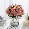 Fleurs séchées Pivoine d'automne artificielle pour la maison Plantes en pot d'eau Décoration extérieure DIY Rose en soie Cadeaux de Saint Valentin Mariage