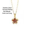 Pendant Necklaces Vintage Style Red Zircon Crystal Plum Blossom Stainless Steel Clavicle Chain For Women Fashion Party Jewelry