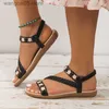 Sandaler Summer Women Sandaler Bohemian Style Female Sandals Outdoor Non-Slip Women's Sandals Soft Leather Flats Beach Casual Shoes 2023 T230625