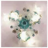 Ceiling Lights Pendant Lamp Led Art Chandelier Light Blue Floral Living Fixture Metal Rose Girls Bedroom D60cm H25cm Frosted Glass