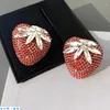 Dangle Earrings Full Crystal Fruit Strawberry Stud For Women Flash Rhinestones Ear Jewelry Girl