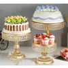 8Sets Cake Stand Dessert Cupcake Pastry Candy Display Plate Pedestal Holder Round Metal For Wedding Event Födelsedag Fest Gold Rose Black