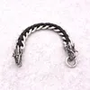 Charm Bracelets JSBAO 16MM&22CM Vintage Fashion Black Leather Chain Bracelet Antique Chinese Dragon Men Punk Jewelry Wristbands