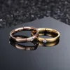 خواتم الزفاف 3 PCS Solitaire Stone Ring مجموعة روز الذهب/الذهب/الفضة ملاءة الفولاذ المقاوم للصدأ للنساء