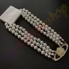 2023 Saturnhalsband Pearl Beaded Diamond Tennis Necklace Woman Silver Plating Triple Chains Vintage Trendy Style Desigenr smycken.