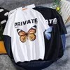 Men's T-Shirts Summer Streetwear Harajuku Private Butterfly T-shirt Women Korean Style Aesthetic Short Sleeve Plus Size Cotton Top Tees Clothes 230619