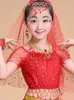 Scene Wear Children paljetter Oriental Festival Tops Belly Dancer Jazz Elegant Dance Costume Arab Clother Girl Latin Solid Color T-shirt