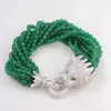 Brazalete hecho a mano 10 hilos pulsera anudada 4mm verde facetado Jade 20-25cm para mujer joyería regalo de moda
