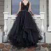 Черные кружевные готические свадебные платья v Шея кружевная топа