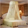 Mosquito Net 1.21.8M Bed Hung Dome Princess Hanging Round Lace Canopy Netting Comfy Student For Crib Twin1 Drop Delivery Home Garden Dhpsv