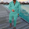 Mens Tracksuits Autum Polo Suit Solid Color Sports Män sätter Mesh Tryckt 2023 Streetwear Långa ärmar och byxor ärm Casual