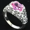 Cluster Ringen 23x12mm Jazaz Luxe 8.5gg Echte Groene Smaragd Roze Saffier CZ Dames Bruiloft 925 Solid Sterling Zilveren Ring