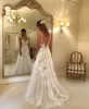 Abiti da sposa abiti da sposa 2022 a v-collo estate spiaggia boho bellissime applicazioni una linea senza schiena veste personalizzate