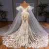 2021 Plus La Taille Arabe Aso Ebi Luxueux Dentelle Sirène Robes De Mariée Sheer Cou Voir À Travers Vintage Robes De Mariée ZJ787337U