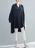 Casual Kleider Langarm Oversize Baumwolle Vintage Streifen Für Frauen Lose Frühling Herbst Midi Hemd Kleid Elegante Kleidung 2023