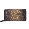Wallets Fashion Genuine Leather Carving Skull Zipper Real Cowhide Long Bifold Wrist Wallet With Phone Purse Men Women Clutch Bag