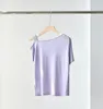 Women's T Shirts Women Off Shoulder Beading Chain Knit T-Shirt Wool Silk Blends Thin Short Sleeve 3 Colors Female Knitted Tshirt