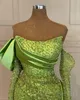 2023 ASO EBI GREEN MERMAID PROMドレススパンコールレースイブニングパーティー2番目のレセプションブライドメイイドエンゲージメントガウンドレスローブDE SOIREE ZJ416