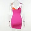 Casual Dresses Sunny Summer Patchwork Ruched Neon Y2K kläder ihåligt ut ärmlös rygglös bodycon mini för kvinnor 2023 Club Party