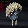 Hårklämmor Barrettes DZ065 Wedding Crown Brides Accessories Bridal Jewelry Earring Set Crystal pannband Fashion Headpiece 230619