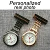 Pocket Watches Personalized Your Name Engraved Pin Brooch BIG Count Pluse Meter Dial Luminous Hand Top Quality Stainless Fob Nurse Pocket Watch 230619