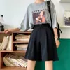 Bouton d'été court pour femme Longueur au genou Noir Jambe large Drapé lâche Style coréen Casual Womens Office BF Streetwear Mode Simple 230619