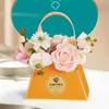 Fleurs séchées 1 pièces boîte d'emballage de fleurs cadeau Rose sac en papier d'emballage Portable avec poignée boutique mariage décor de fête de la saint-valentin