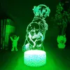 Luci notturne Attack On Titan Anime Figure Annie Leonhart Led regalo RGB lampeggiante colorato Mikasa 3D Lava Lamp Bedroom Table Decor