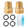 Vattenutrustning 2Sets 3/4 "GHT Male till 1/2" NPT Solid Brass Garden Slange Fittings Contactors Adapter Tung reparationskran