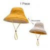 Reversibel baby sun hatt sommar hösten dubbel ansikte barn hink hattar för flickor tillbehör reser strand barn panama cap 2-5y