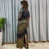 Ubranie etniczne 2023 Afrykańskie sukienki dla kobiet Summer Elegancki krótki rękaw O Neck Gold Silver Polyester Cears Wedding Party Długie sukienka