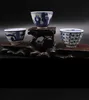 2Pic/Set Jingdezhen keramisk handmålad blå och vit antik PU 'ER Cup Tea Cup har 12 retro te-uppsättningar