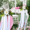 ドライフラワー人工結婚式の白い通路椅子装飾教会ベンチピューリボンボウズセレモニーパーティー偽の花