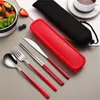 Dinnerware Sets 4Pcs Students Stainless Steel Tableware Set Cutlery Travel Eco Friendly Box Kit Picnic Camping Flatware