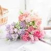 Fleurs séchées artificielles Rose pivoine en soie, Bouquet de mariée de haute qualité, décoration de mariage, fausse plante pour accessoires de maison, artisanat de noël